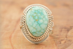 Genuine Kingman Turquoise Sterling Silver Navajo Ring